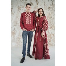 Embroidered Man&Woman Set "Grace" maroon